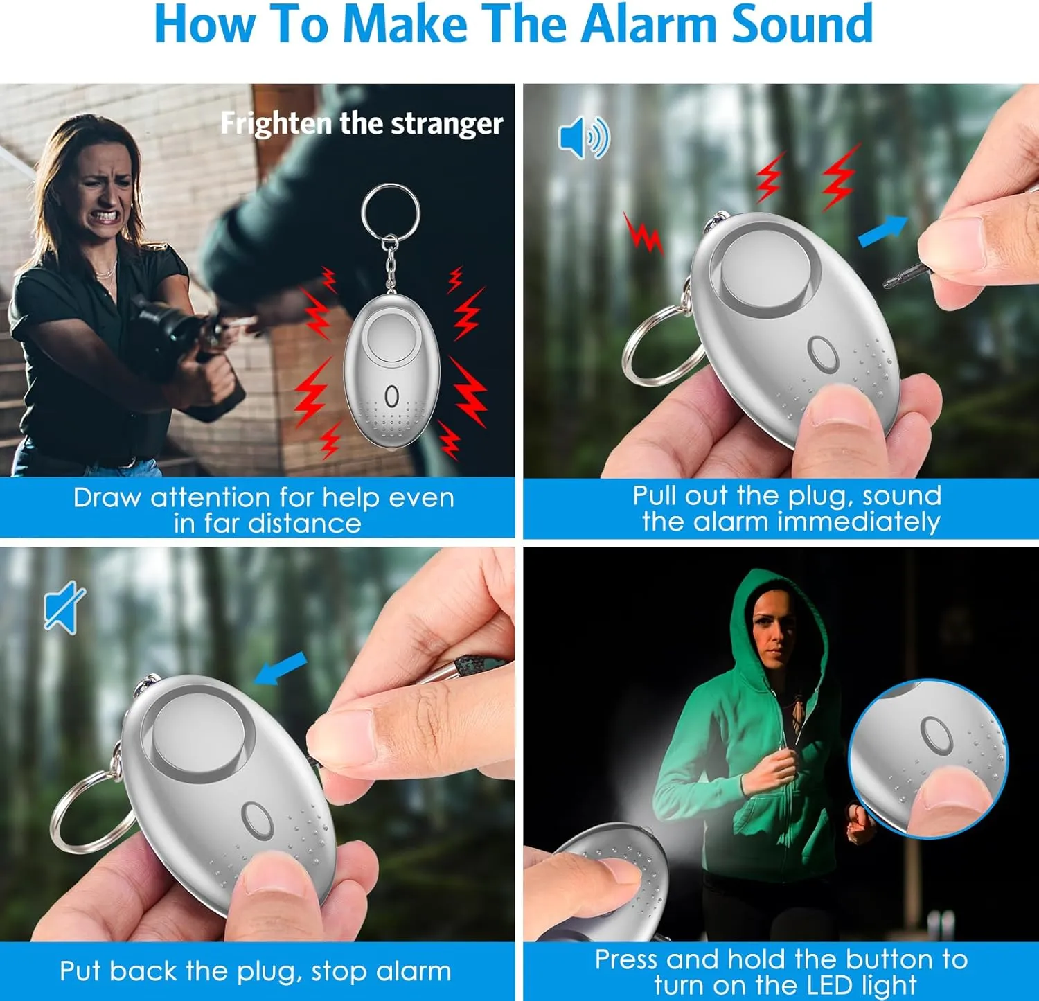 AMIR Safety Keychain Set for Women, Wristlet Strap Keychain with Personal Alarm Accessories Kit, Gifts for Women, Girls