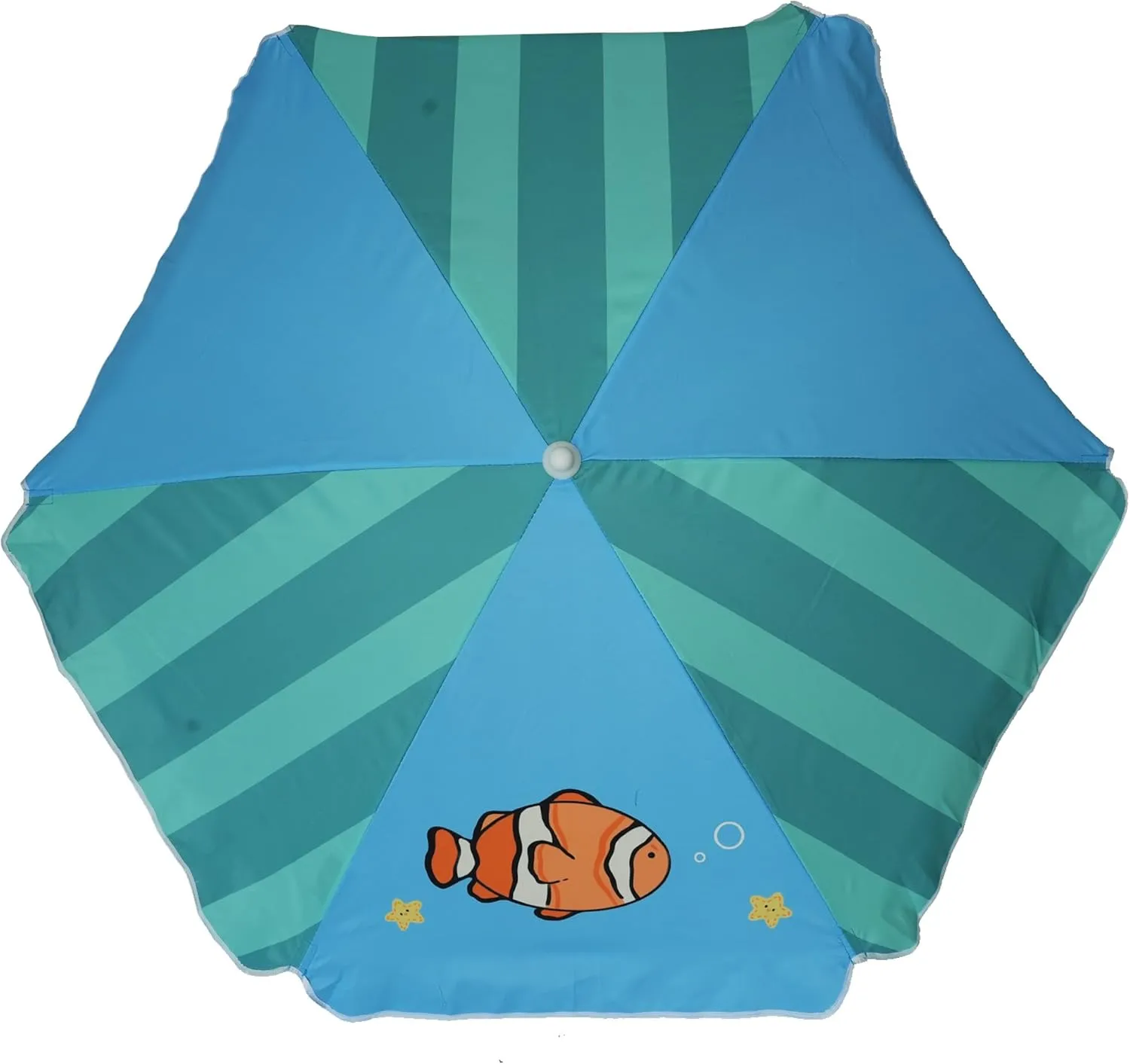 AMMSUN 5ft Seaside Umbrella for Sand Box Water Table - Kids Durable Umbrellas for children Picnic Beach Camping Garden Outdoor Play Shade Green Clownfish