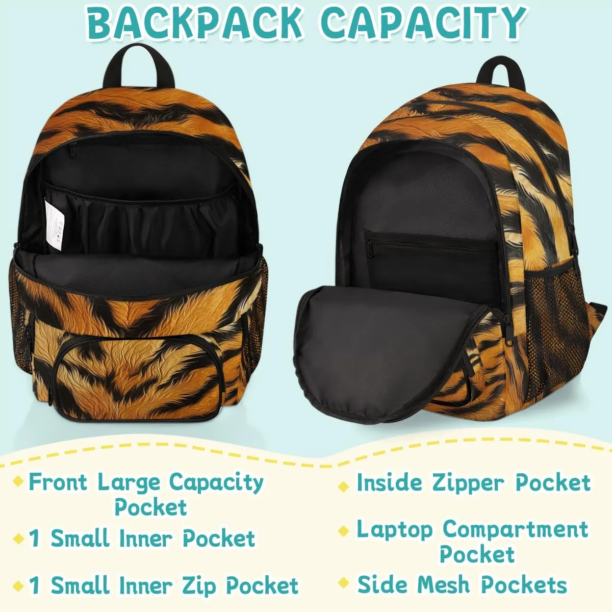 Animal Print Carry on Travel Backpack for Women Men Water resistant Lightweight Rucksack Backpack for Weekender Casual Work Hiking Jungle Animal