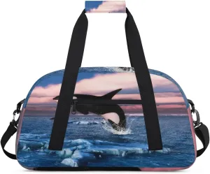 Animal Whale Gym Duffel Bag for Men Women Big Sea Sports Tote Bag with Adjustable Shoulder Strap for Dance Gymnastics Traveling Outdoor Camping Overnight Stay