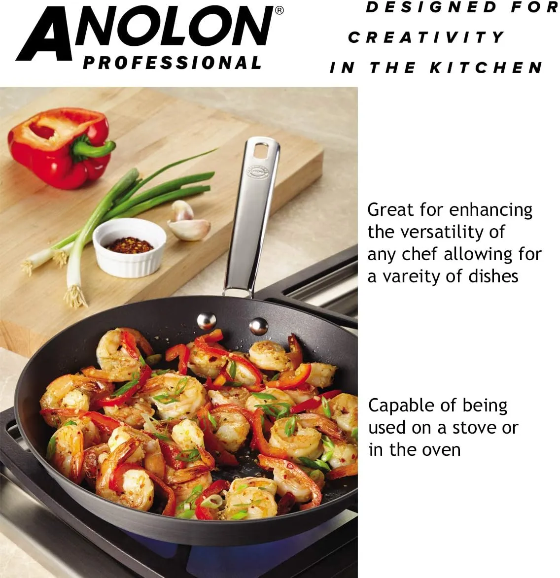 Anolon Professional Hard Anodised Saucepans and Fry Pans, Black, Set of 5, Anodized Aluminum