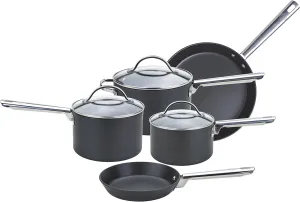 Anolon Professional Hard Anodised Saucepans and Fry Pans, Black, Set of 5, Anodized Aluminum