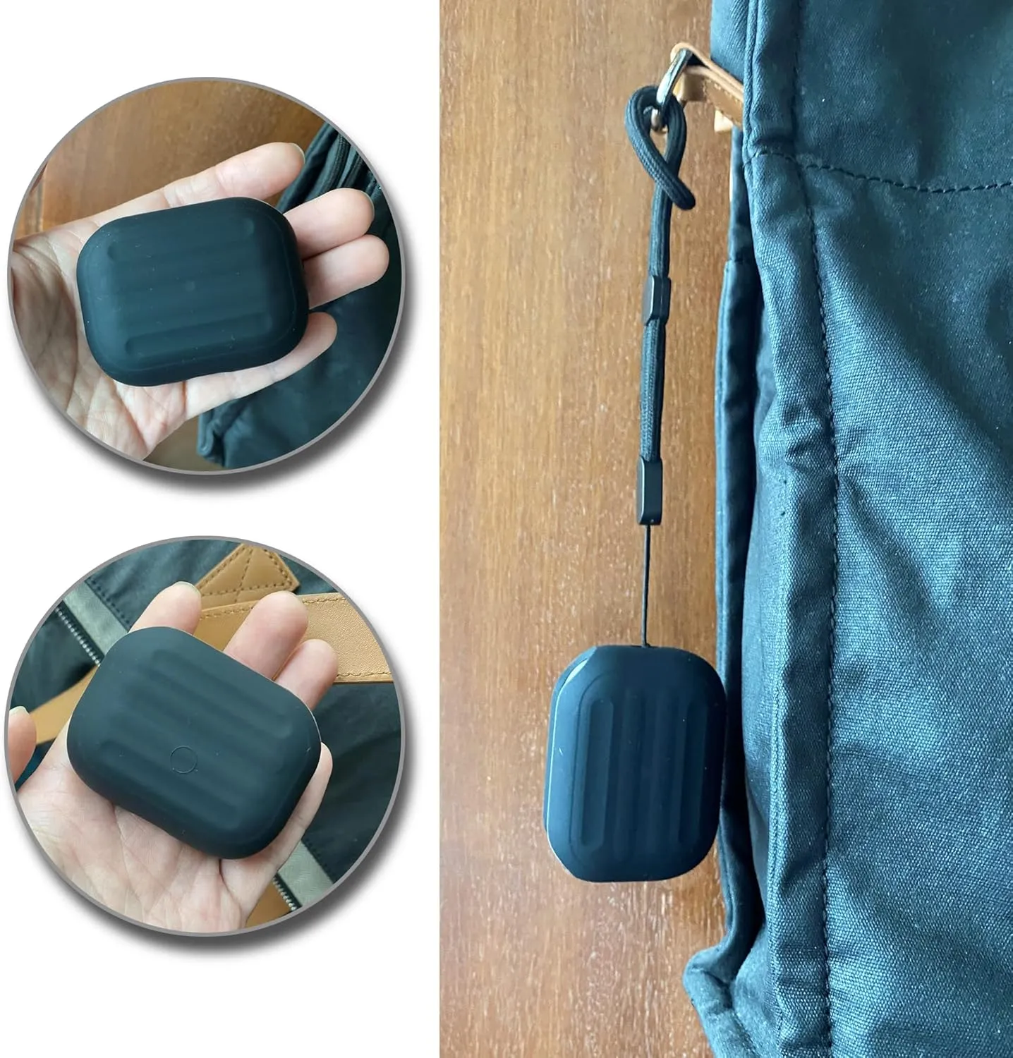 Anti-Lost Case for AirPods Pro (2nd Generation),one-Piece Design case,Wireless Charging, LED Visible,Lanyard Included. (Black)
