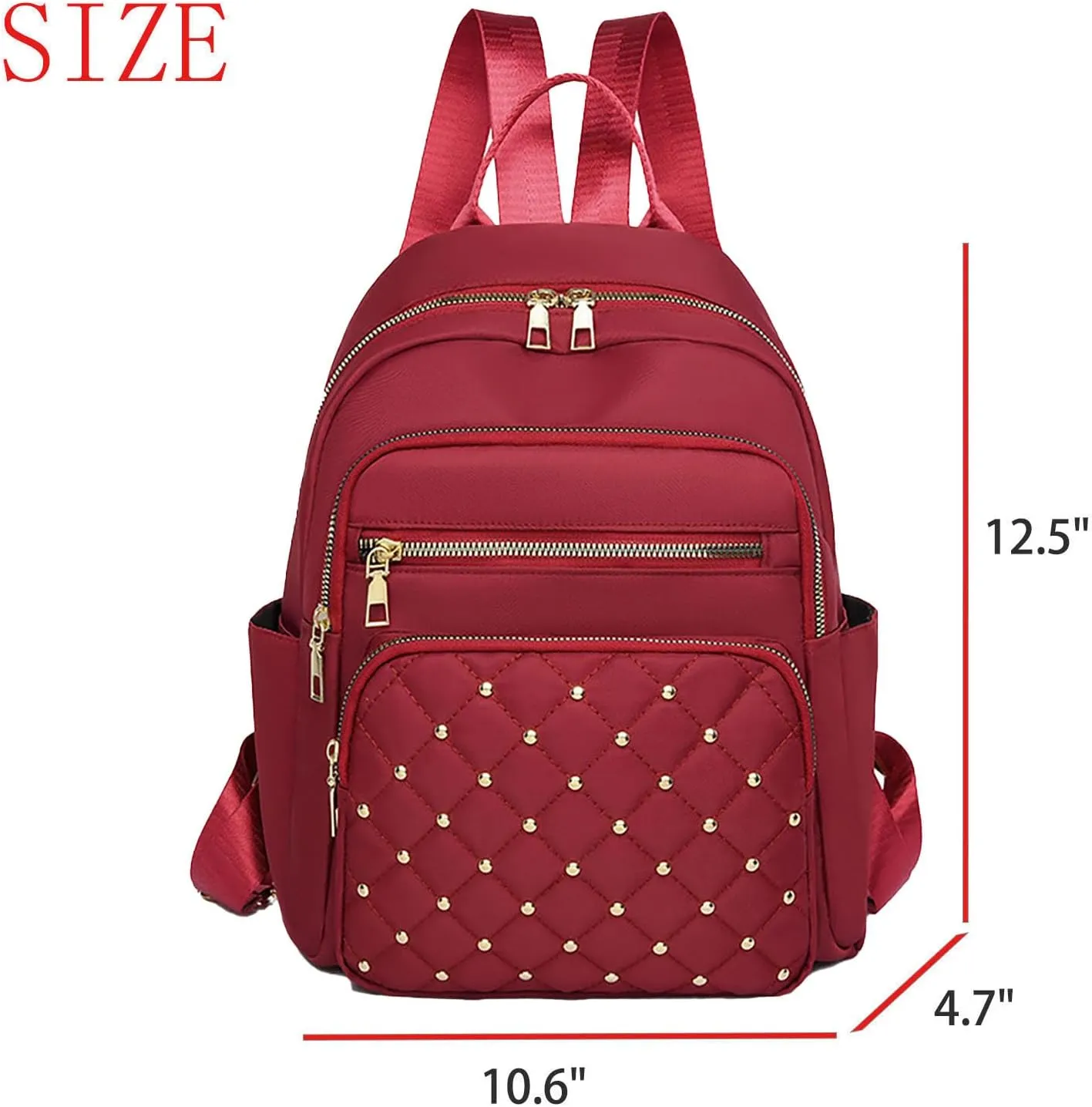 Anti-Theft Oxford College Backpack Lightweight Travel Daypack for Women Work Commute Outdoor Hiking Essentials (Red)