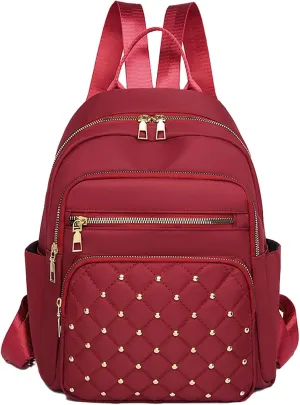 Anti-Theft Oxford College Backpack Lightweight Travel Daypack for Women Work Commute Outdoor Hiking Essentials (Red)