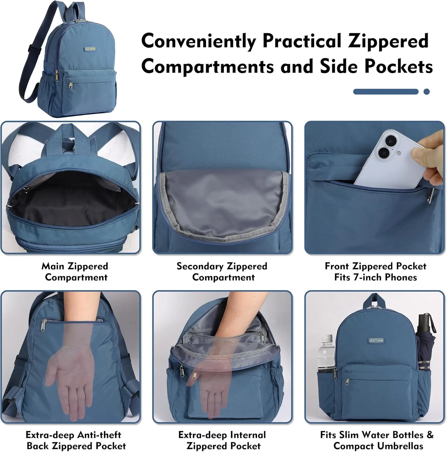 AOTIAN Lightweight Small Hiking Backpack for Women - Durable Water-Resistant Daypack for Travel, Camping & Outdoor Adventures