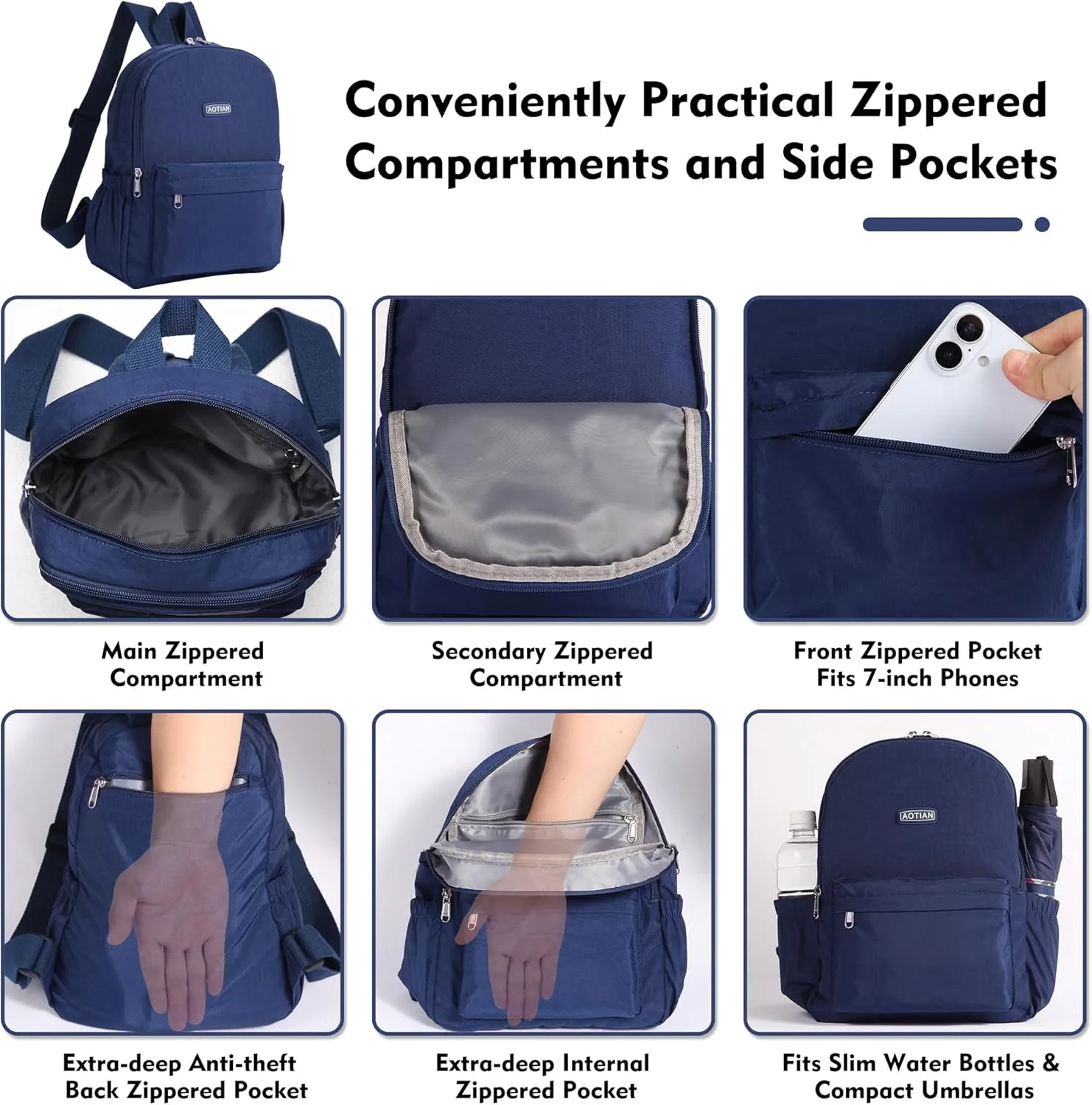 AOTIAN Lightweight Small Hiking Backpack for Women - Durable Water-Resistant Daypack for Travel, Camping & Outdoor Adventures