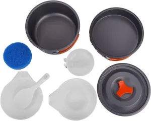 AOTU 8pcs Camping Cookware, Compact/Lightweight/Durable Camping Bowl Pots and Pans Set, Lightweight Cook Pot for Backpacking/Hiking/Camping/Picnic