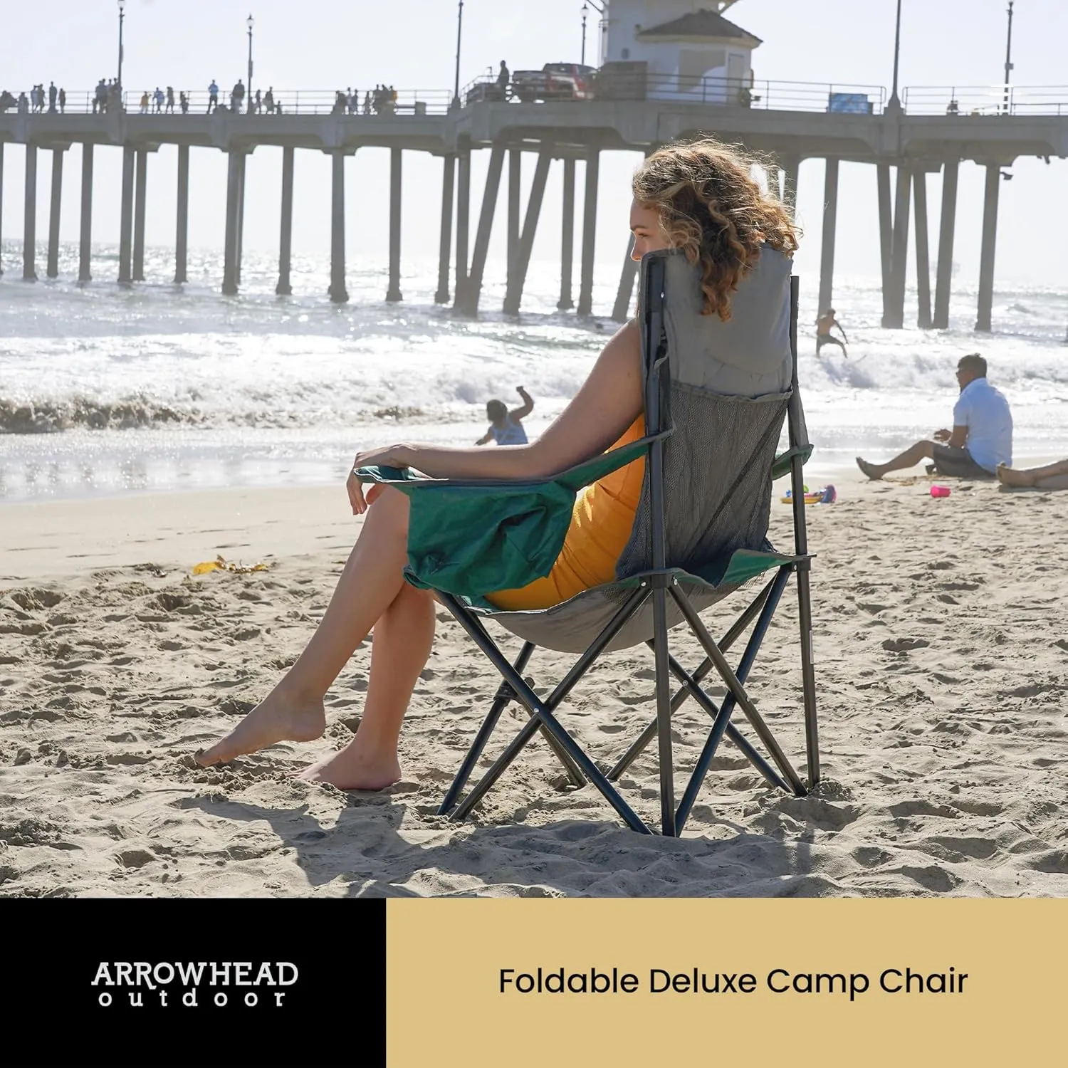 ARROWHEAD OUTDOOR 2-Pack Portable Folding Camping Quad Chair w/ 6-Can Cooler, Cup & Wine Glass Holders, Heavy-Duty Carrying Bag, Padded Armrests, Headrest & Seat, Supports up to 550lbs