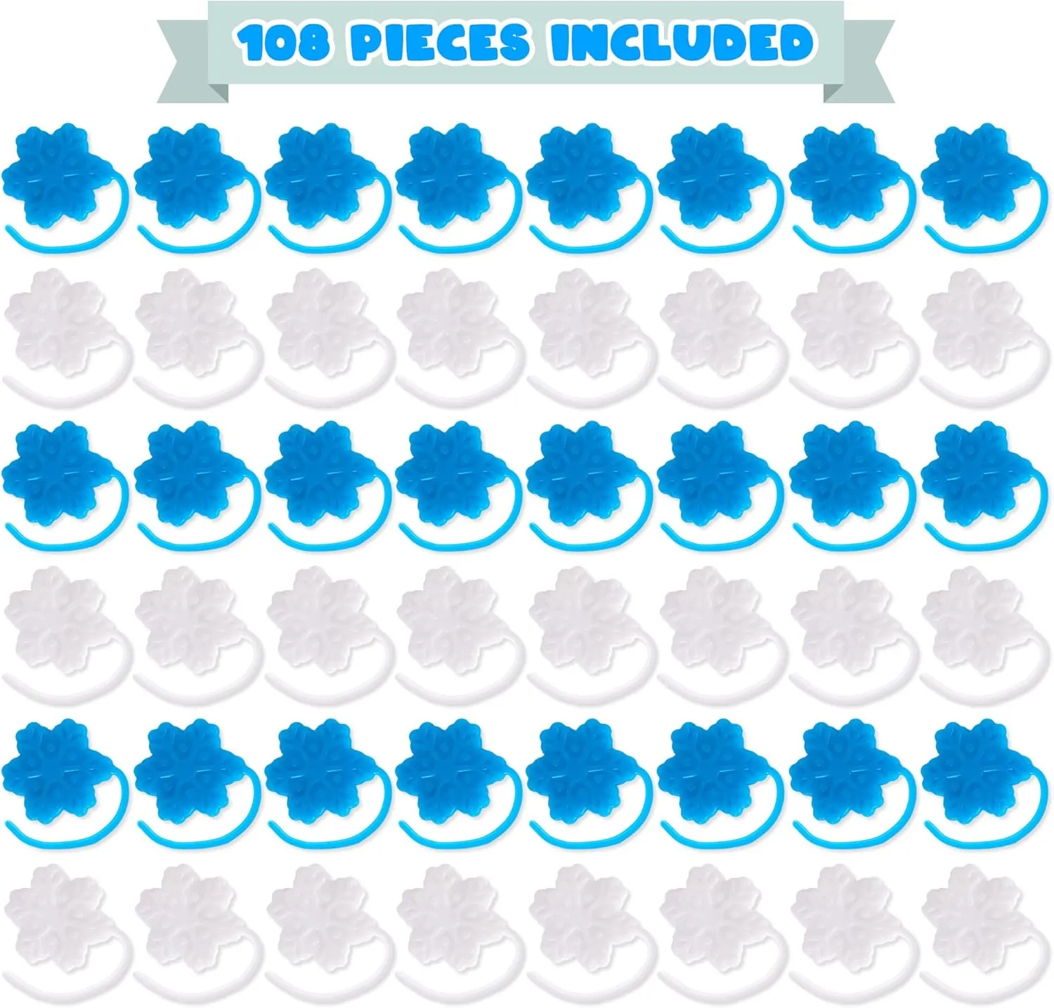 ArtCreativity Sticky Snowflake Christmas Toys - Set of 108 for Kids in Blue and White - Indoor Christmas Decorations - Fidget Toys for Boys and Girls - Holiday Stocking Stuffers