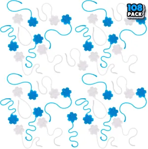 ArtCreativity Sticky Snowflake Christmas Toys - Set of 108 for Kids in Blue and White - Indoor Christmas Decorations - Fidget Toys for Boys and Girls - Holiday Stocking Stuffers