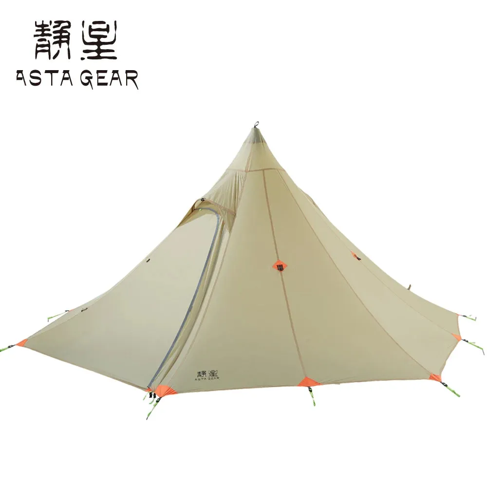 ASTA Gear Xinxue Pyramid Hexagon Camping Tent - Double Layer, Large-Space, Silicon Coating, Windproof, 1-2 Person Tent (No Poles)