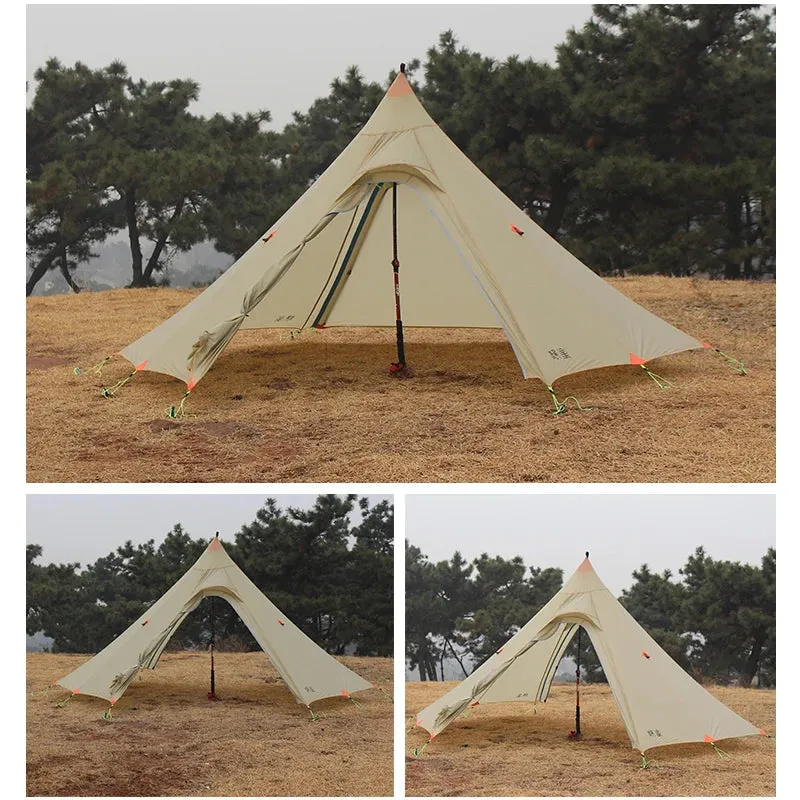 ASTA Gear Xinxue Pyramid Hexagon Camping Tent - Double Layer, Large-Space, Silicon Coating, Windproof, 1-2 Person Tent (No Poles)