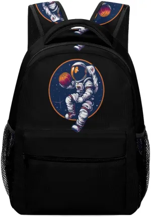 Astronaut Slam Dunk Basketball Space Travel Backpack for Men Women Lightweight Computer Laptop Bag Casual Daypack