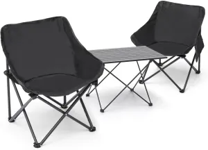 Athena Collection Folding Camping Chair and Table Set of 3, Portable Outdoor Camping Chair for Adults with Side Pocket & Carry Bags, Heavy Duty Foldable Camp Lawn Chair for Hiking Fishing Picnic