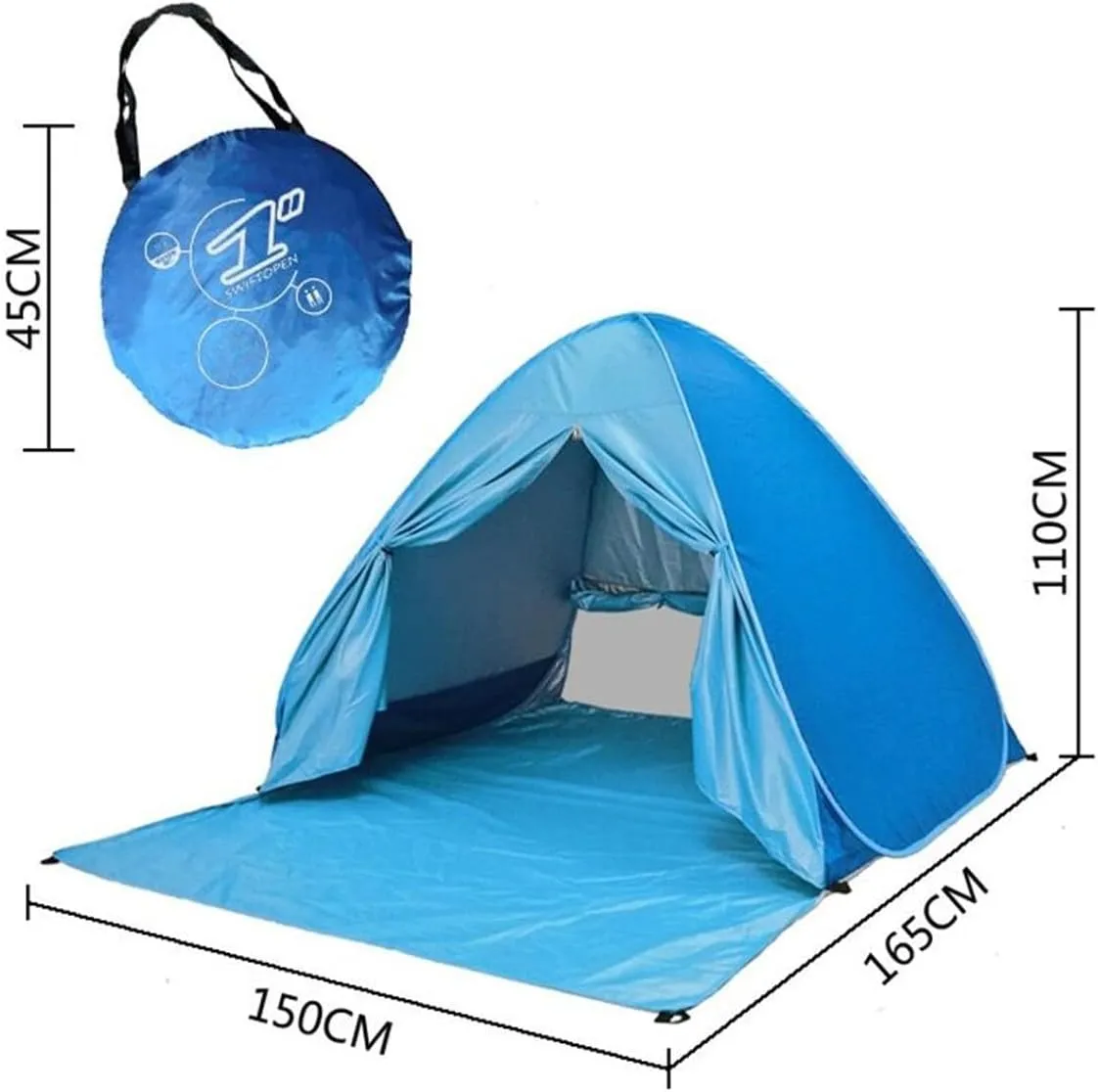 Automatic Pop Up Beach Tent Instant Portable Quick Sun Shelter for 2-3 Persons (Blue)
