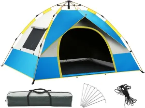Automatic Quick-Opening Tent for Camping with Double Doors and Windows for 4 Person, Easy Setup Outdoor Oxford Waterproof Camping Tent, UV-Proof Portable Dome Tents
