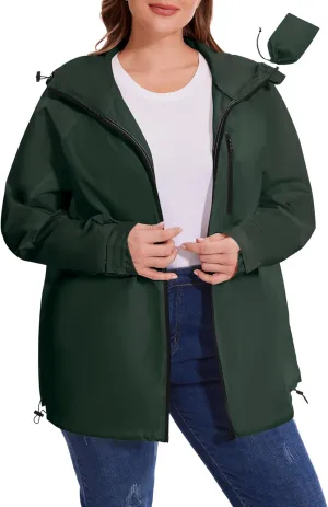 Avoogue Plus Size Raincoat for Women Rain Jacket Womens Waterproof with Hood Lightweight Windbreaker