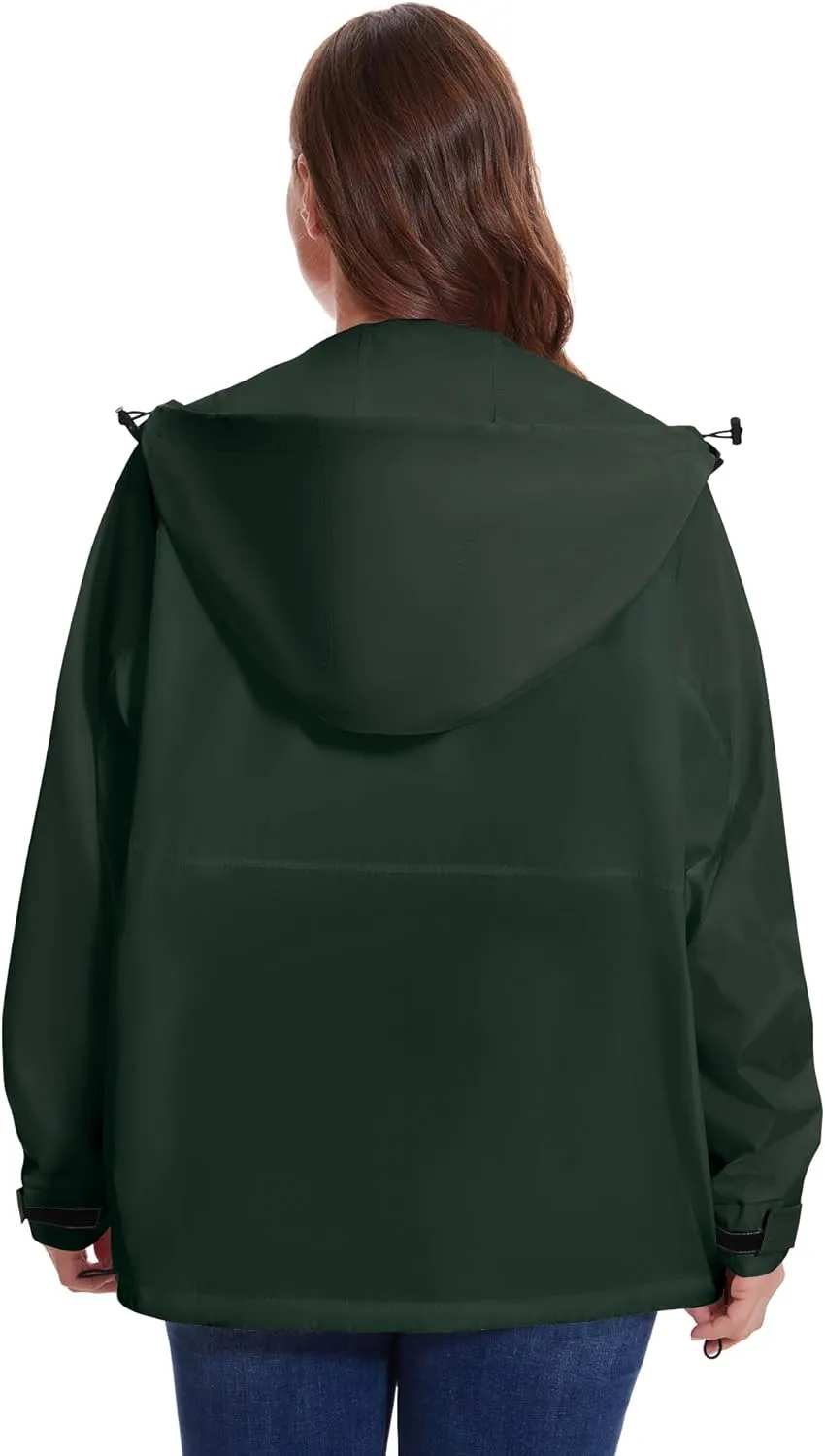 Avoogue Plus Size Raincoat for Women Rain Jacket Womens Waterproof with Hood Lightweight Windbreaker