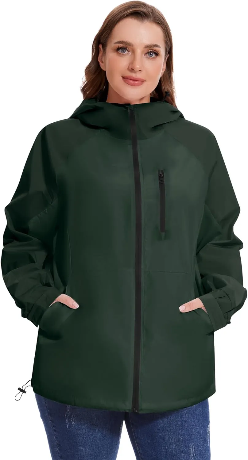 Avoogue Plus Size Raincoat for Women Rain Jacket Womens Waterproof with Hood Lightweight Windbreaker