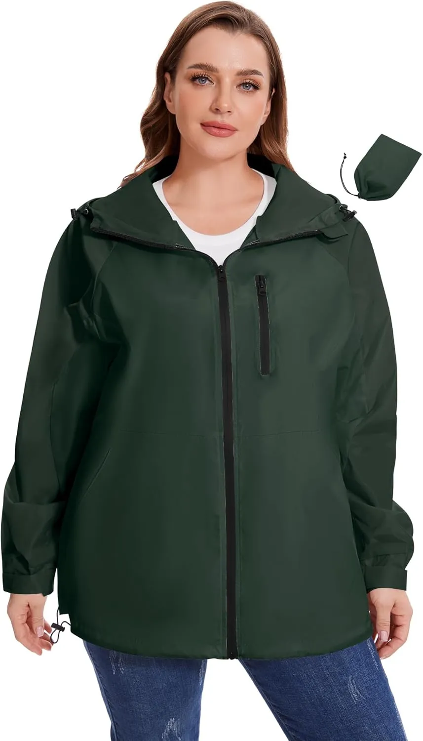 Avoogue Plus Size Raincoat for Women Rain Jacket Womens Waterproof with Hood Lightweight Windbreaker