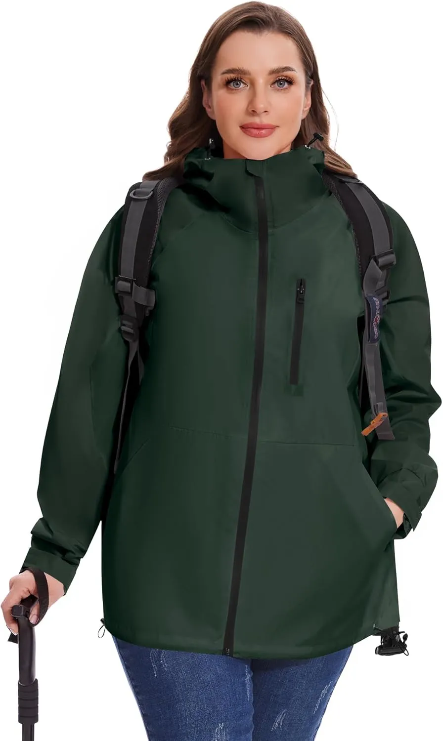 Avoogue Plus Size Raincoat for Women Rain Jacket Womens Waterproof with Hood Lightweight Windbreaker