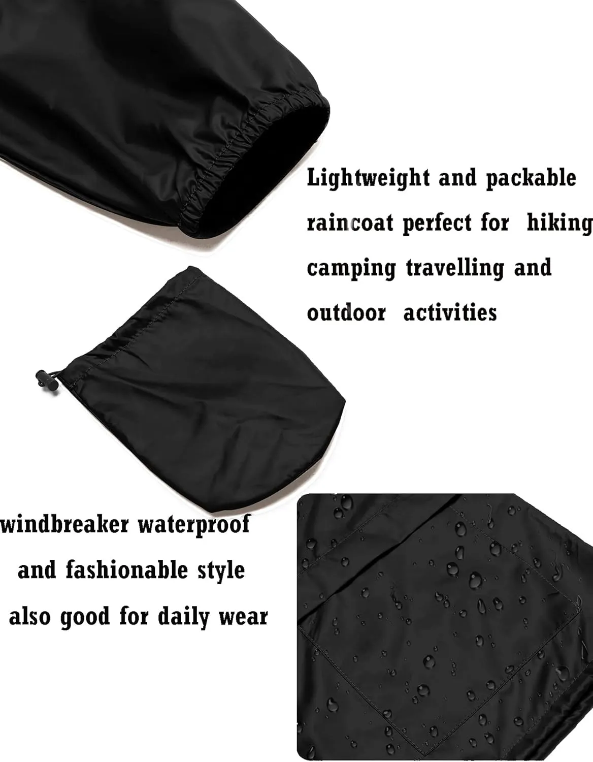 Avoogue Plus Size Raincoat Women Waterproof Rain Jacket Packable Outdoor Hooded Windbreaker