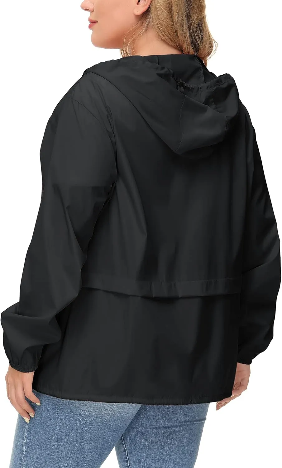 Avoogue Plus Size Raincoat Women Waterproof Rain Jacket Packable Outdoor Hooded Windbreaker