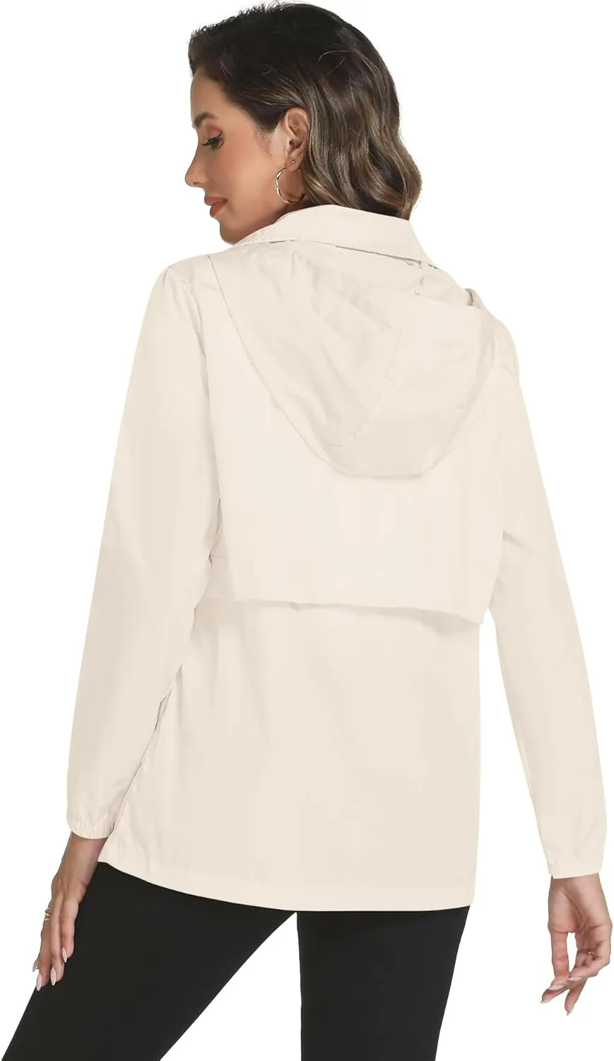 Avoogue Rain Jacket Women with Hooded Lightweight Waterproof Raincoats Packable Zipper Pockets Windbreakers