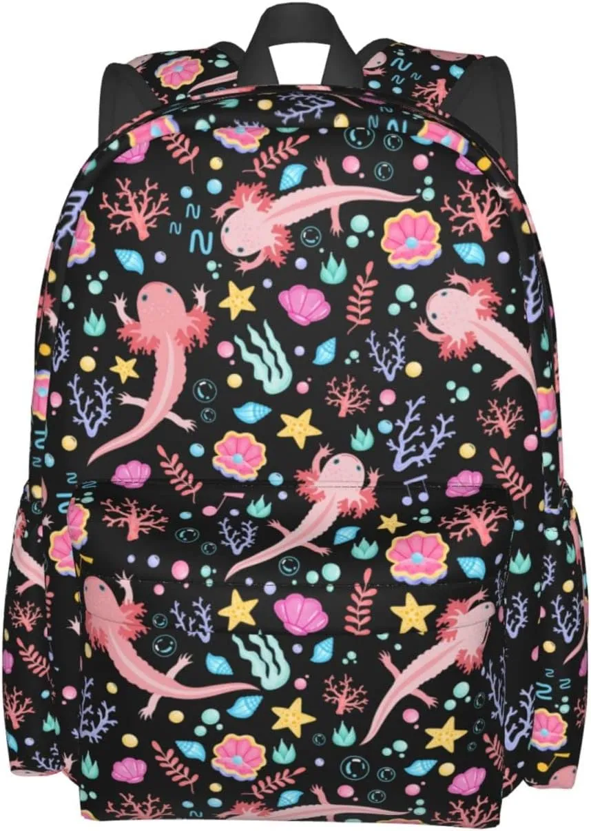Axolotls Stylish Backpack With Adjustable Padded Shoulder Straps Daypacks For College Travel One Size