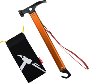 Azarxis Tent Stake Mallet Tark Peg Puller Hammer Nail Remover for Outdoor Camping Gardening Backpacking Hiking Lightweight Portable with Carry Bag (Orange - Carbon Steel Head   Aluminum Handle)