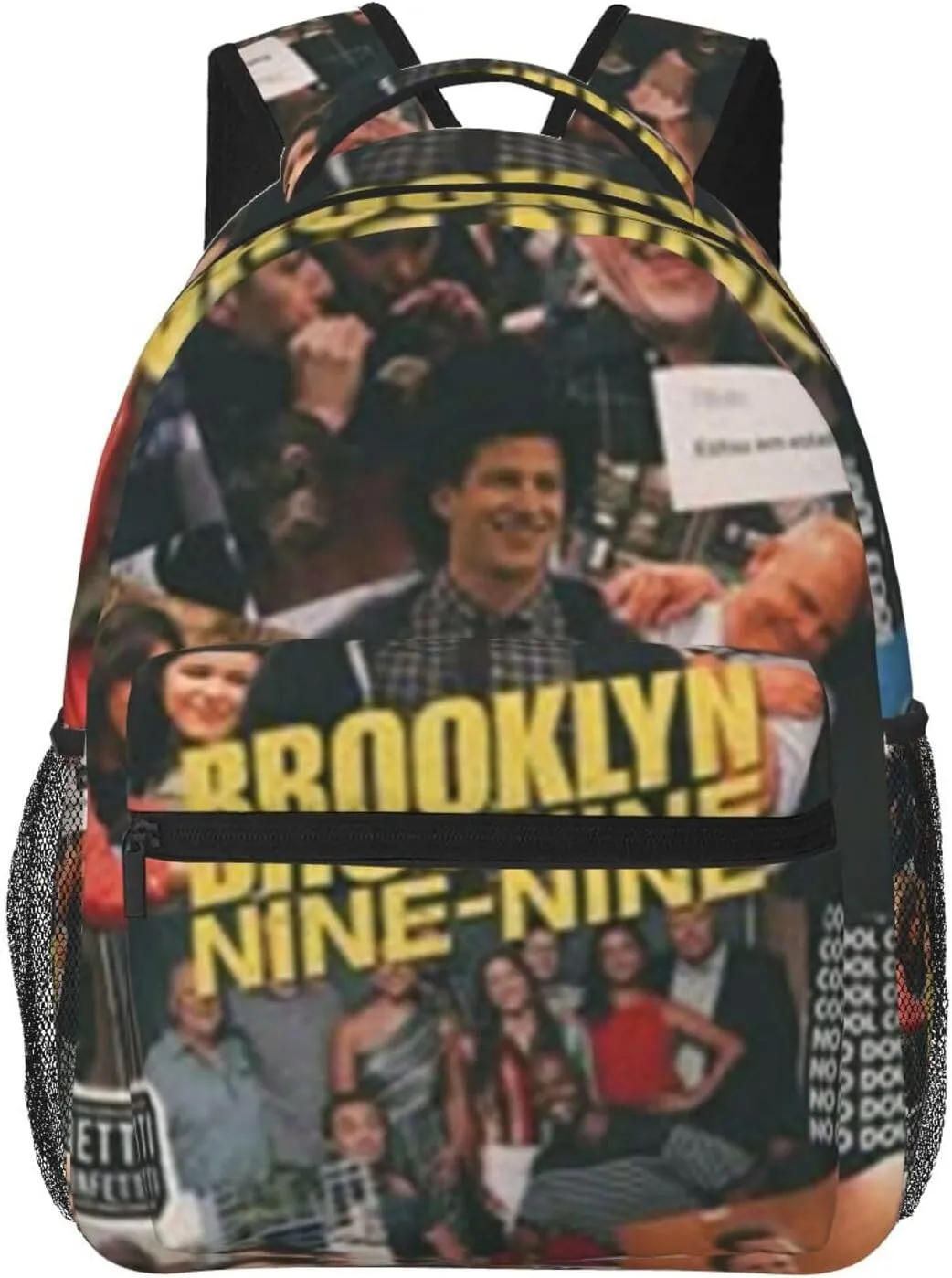 B-rooklyn Nine-Nine Casual Student Backpack With Adjustable Shoulder Straps And Cushioned Back For Comfort Black
