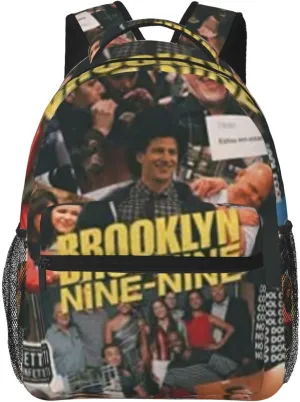 B-rooklyn Nine-Nine Casual Student Backpack With Adjustable Shoulder Straps And Cushioned Back For Comfort Black