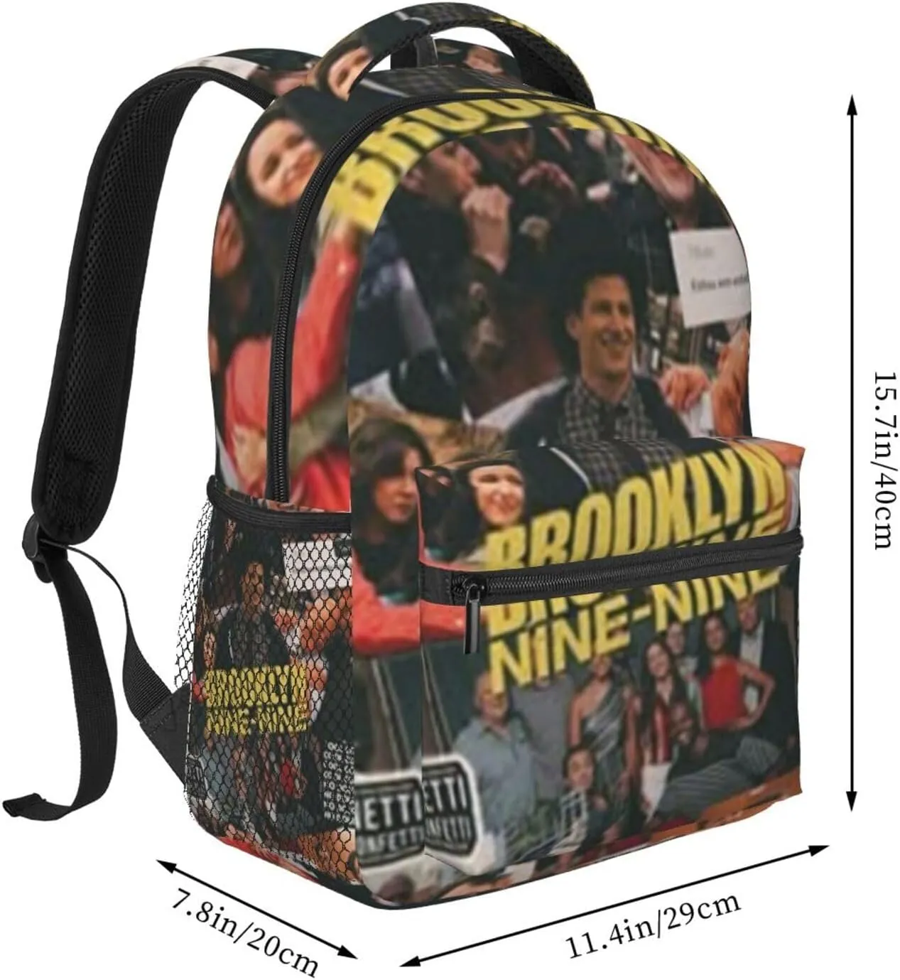 B-rooklyn Nine-Nine Casual Student Backpack With Adjustable Shoulder Straps And Cushioned Back For Comfort Black