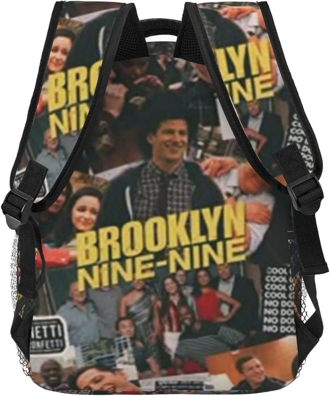 B-rooklyn Nine-Nine Casual Student Backpack With Adjustable Shoulder Straps And Cushioned Back For Comfort Black