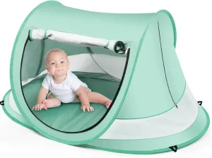 Baby Beach Tent,Large Pop Up Beach Tent Sun Shade for Beach,Portable Baby Travel Tent with Mosquito Net,Indoor Baby Play Tent,UPF 50  UV Protection Sun Shelters for Infants
