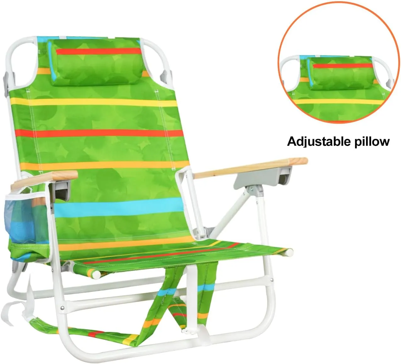 Backpack Beach Chairs for Adults Capacity 300 LBS Low 5 Position Beach Chair with Pouch Straps Folding Lightweight Reclining Aluminum Wide Lay Flat Single