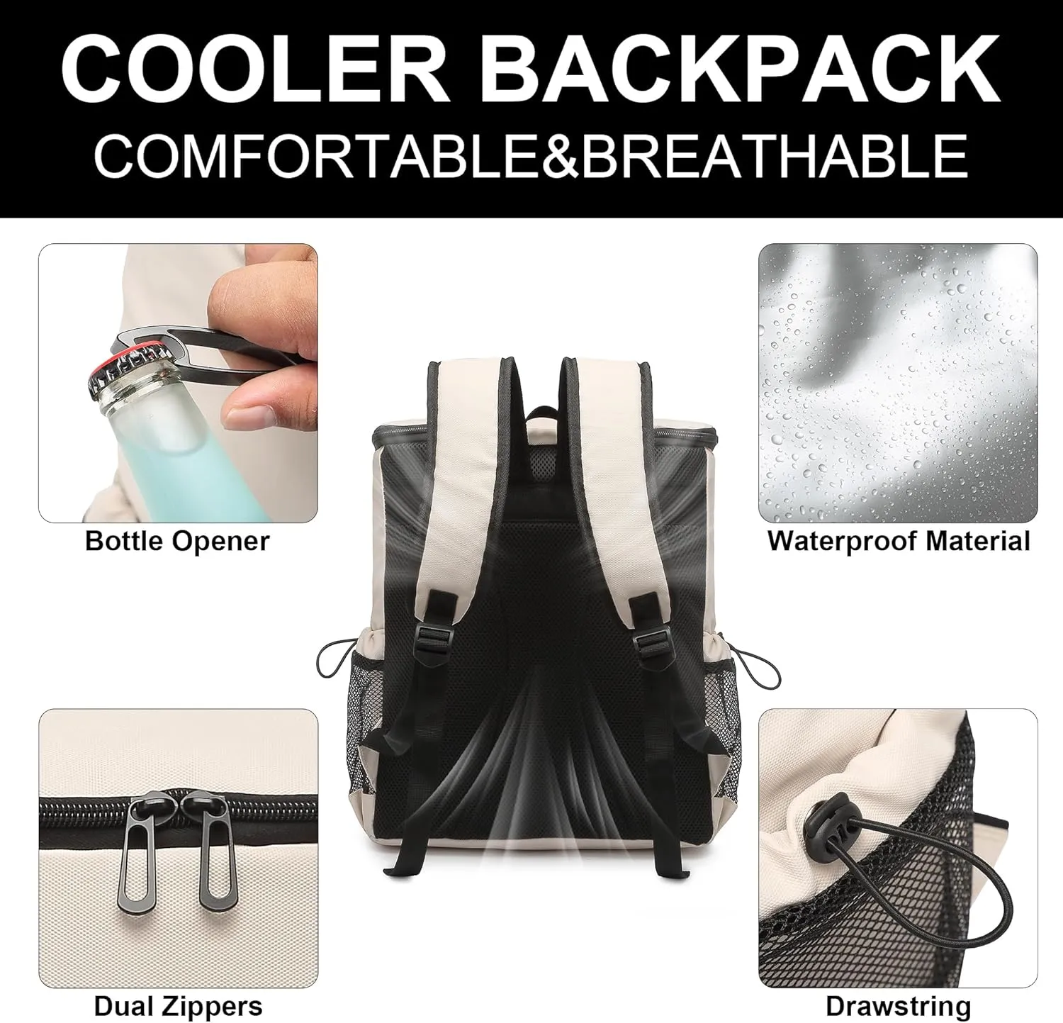 Backpack Cooler for Men and Women Cooler Backpack Insulated Waterproof Soft Lightweight Cooler Bag Leakproof 30 Cans Travel Camping Picnic Beach