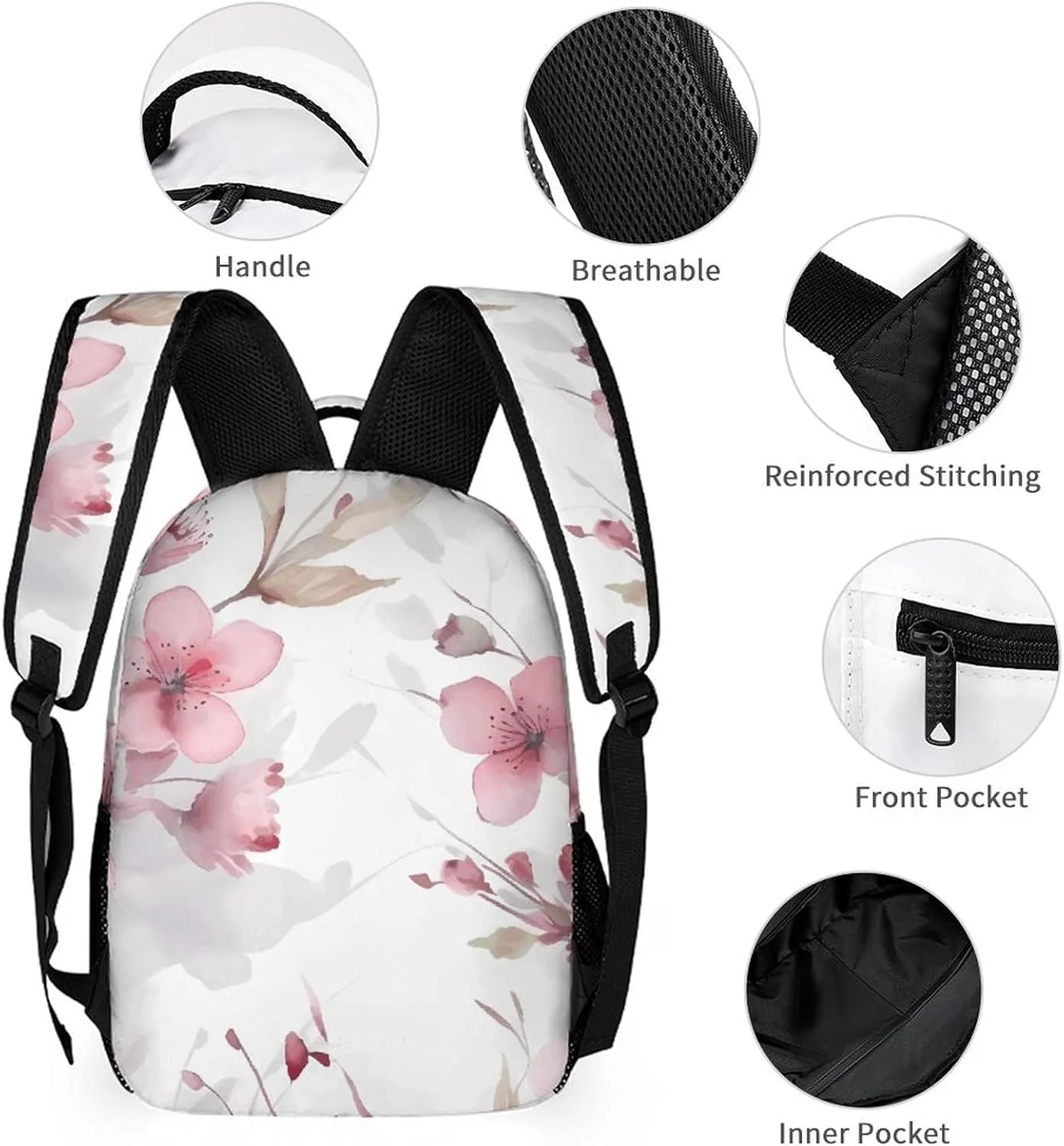 Backpack for Men Women Laptop Backpack Hand Drawn Flowers Casual Daypack Laptop Bag for Travel
