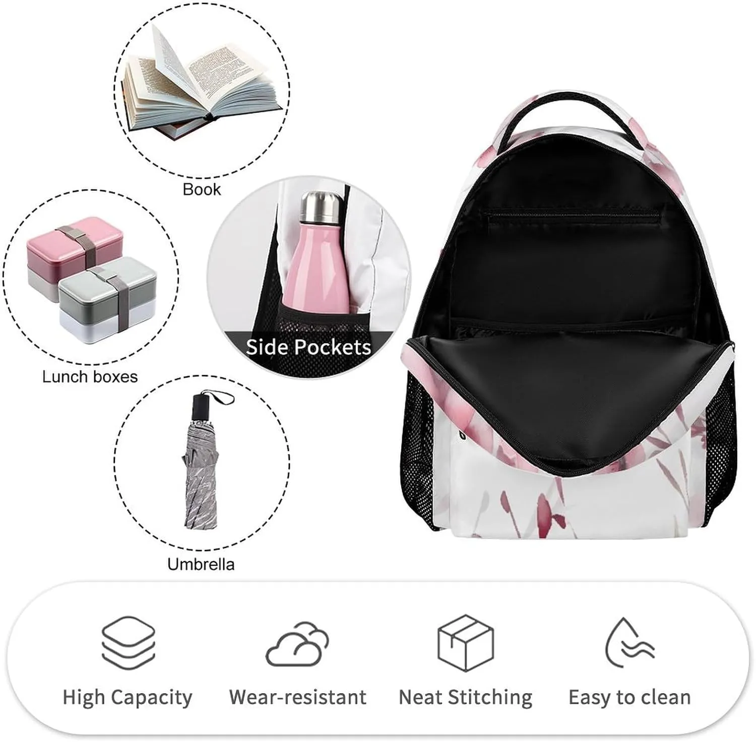 Backpack for Men Women Laptop Backpack Hand Drawn Flowers Casual Daypack Laptop Bag for Travel