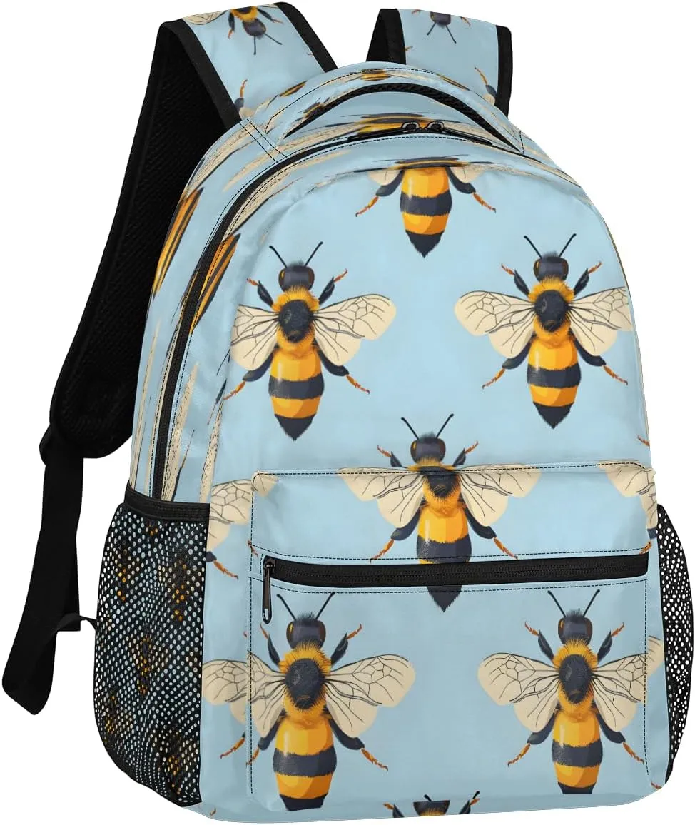 Backpack for Women Men, Waterproof Spring Summer Bee Casual Back Packs, Lightweight Honey Bee Daypack Bags for Travel Camping Work