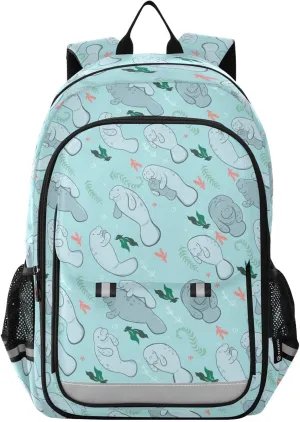 Backpack Manatees and Algae School Shoulder Bag Lightweight Laptop Backpack Student Casual Travel Daypack