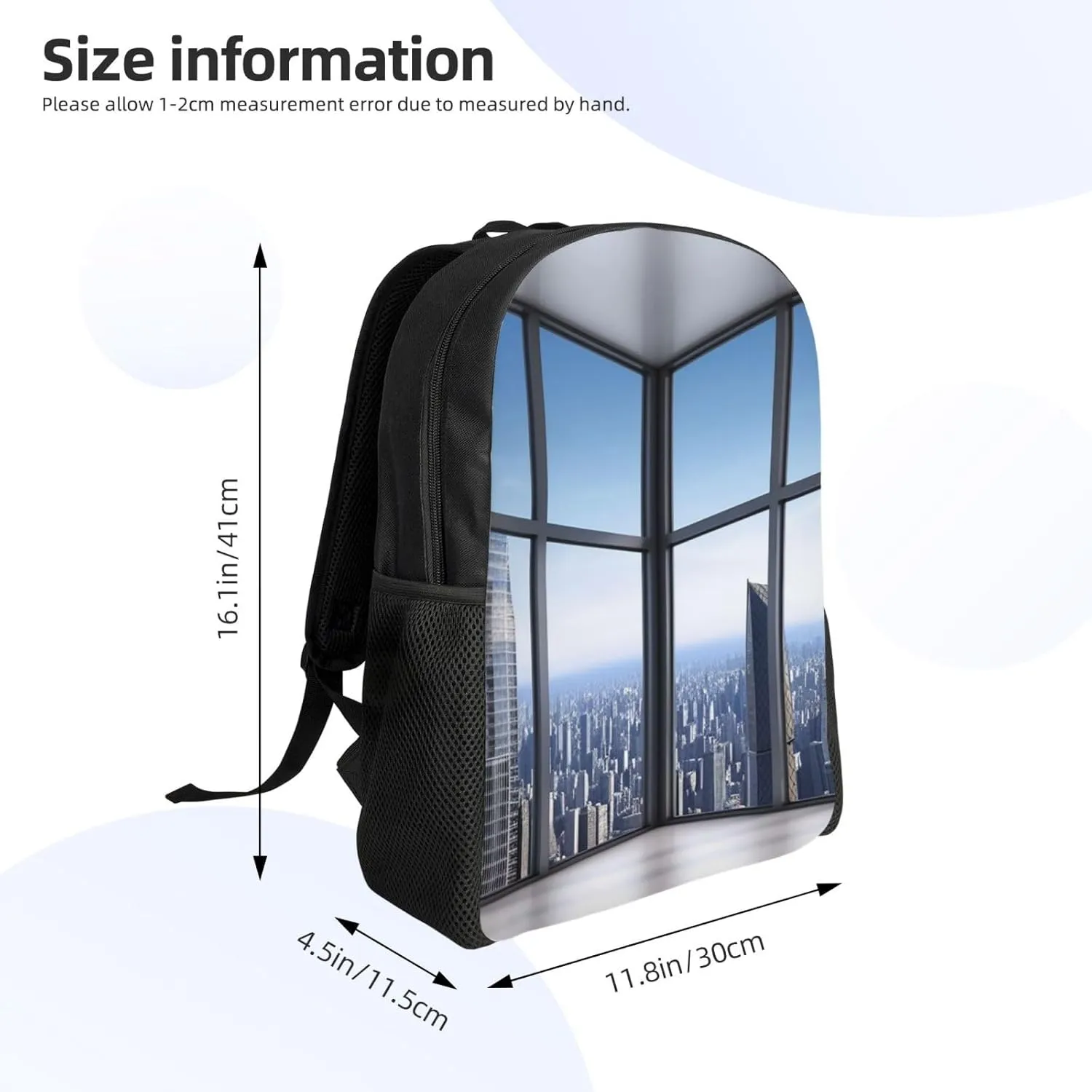 Backpack Travel Laptop Backpack For Men Women Lightweight Rucksack Skyscraper Buildings Casual Daypack