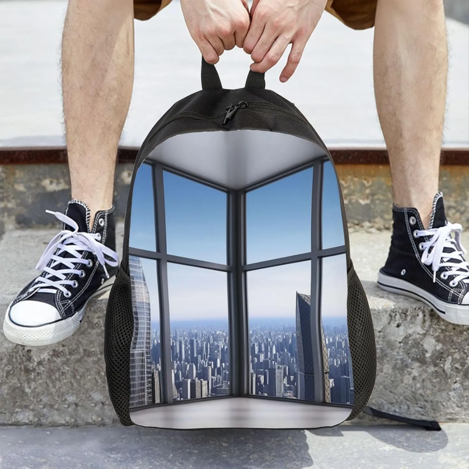 Backpack Travel Laptop Backpack For Men Women Lightweight Rucksack Skyscraper Buildings Casual Daypack