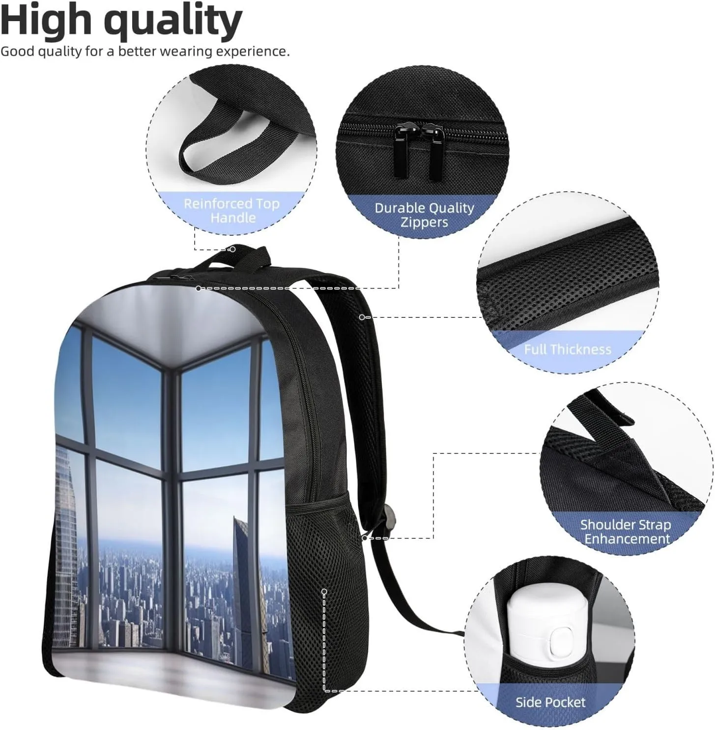 Backpack Travel Laptop Backpack For Men Women Lightweight Rucksack Skyscraper Buildings Casual Daypack