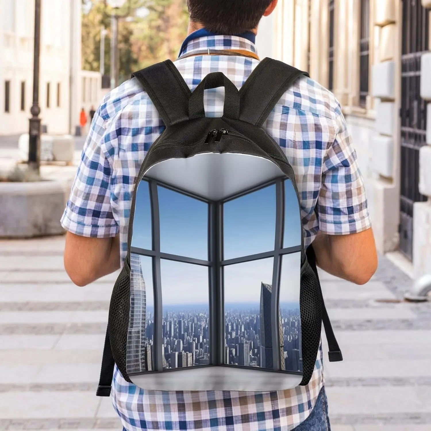 Backpack Travel Laptop Backpack For Men Women Lightweight Rucksack Skyscraper Buildings Casual Daypack