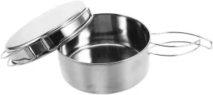 Backpacking Cookware Pot Stainless Steel Camping Set Portable Picnic Pot Outdoor Cooking Folding Handle