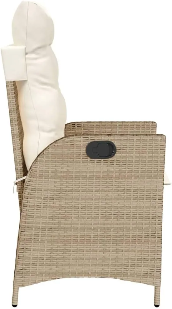 Backyard Chairs Camping Chair Outdoor Chairs Lounge Chair - Reclining Patio Chairs 2 pcs with Cushions Beige Poly Rattan for Park Beaches Outside Terrace
