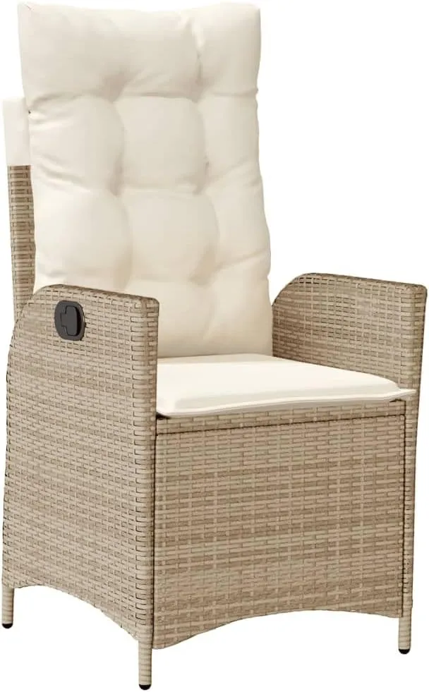 Backyard Chairs Camping Chair Outdoor Chairs Lounge Chair - Reclining Patio Chairs 2 pcs with Cushions Beige Poly Rattan for Park Beaches Outside Terrace