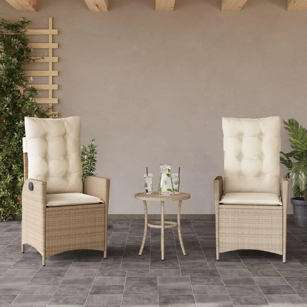 Backyard Chairs Camping Chair Outdoor Chairs Lounge Chair - Reclining Patio Chairs 2 pcs with Cushions Beige Poly Rattan for Park Beaches Outside Terrace